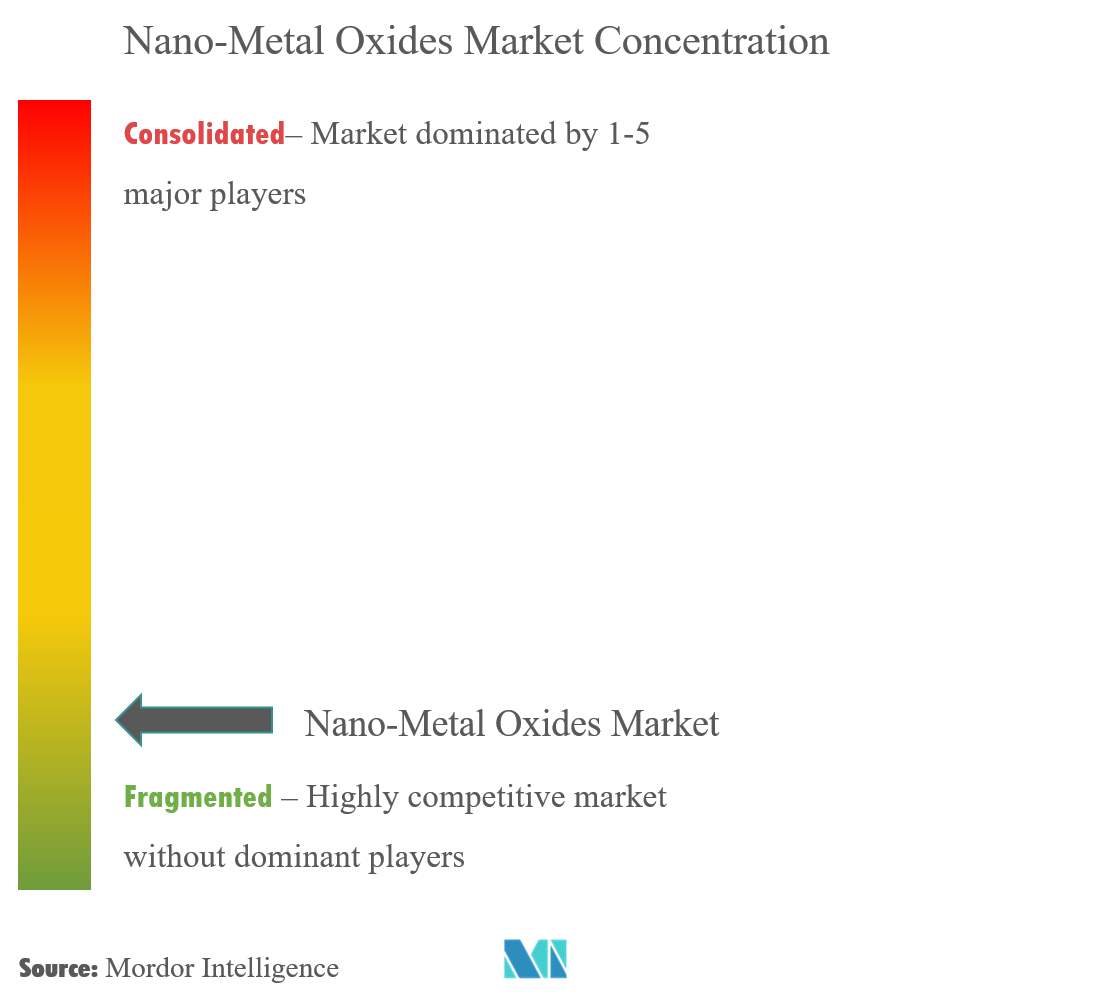 Nano-Metal Oxides Market Concentration Nanoshel LLC, Nanophase Technologies Corporation., American Elements, Advanced Nano Products Co.,Ltd and Diamon-Fusion International. Inc